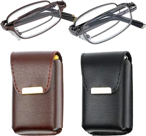 Reading Glasses Set of 2 Fashion Folding Readers with Leather Cases Glasses for - Picture 1 of 12