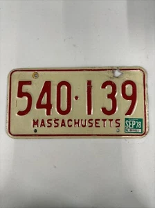 Vintage Massachusetts 1978 US Car License Plate 540-139 - Picture 1 of 4