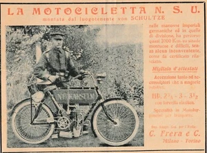 PUBBLICITA' 1905 MOTOCICLETTA N.S.U. NECKARSULM SCHULZE MANOVRE FRERA & C. - Bild 1 von 1