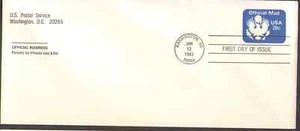 US. UO73. 20c. Official Mail. Size 23: 9 1/2" x 4 1/8". FDC. MNH. 1983 - Picture 1 of 1