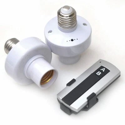 Soporte de lámpara de luz de tornillo con control remoto inalámbrico RF E27 10m 1 interruptor con 2 bases Foto 1 de 4