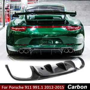 For Porsche 911 991.1 2012-15 Real Carbon Fiber Rear Bumper Diffuser Lip Spoiler - Picture 1 of 12