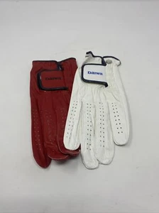 Juego de dos guantes de golf Daiwa de cuero Cabretta LH medianos rojos y blancos para damas - Imagen 1 de 5