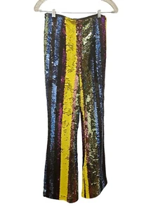 Forever 21, Größe XS Hose mit Pailletten gestreift Streifen, Schlaghose für besondere Anlässe - Bild 1 von 7