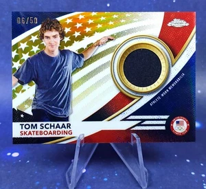 Tom Schaar Gold /50 2024 Topps Chrome Olympic Team USA Skateboarding Memorabilia - Picture 1 of 14