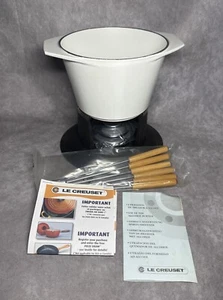 Vintage Le Creuset Gourmand Fondue Set White Enamel Cast Iron New Open Box - Picture 1 of 17