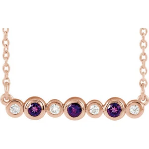Juego de biseles de diamantes naturales rosa de 14 K y 0,08 CTW de 16-18 - Imagen 1 de 2