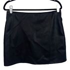 Pants Store Mini Skirt Womens Size Large Black Faux Leather Faux Wrap Zipper EUC