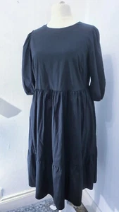 New Look Curves black dress, balloon sleeves - Size UK20 - Picture 1 of 6