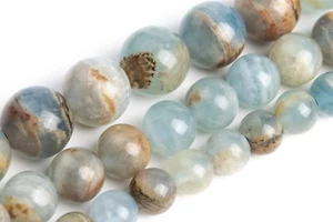 Perline rotonde AA onice blu calcite acqua lemuriana naturale 6/7/8/9/10/11MM - Foto 1 di 3
