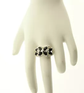 Avon Alsace Flowers Ring Rhinestone Silver Tone Costume Jewelry - Picture 1 of 9
