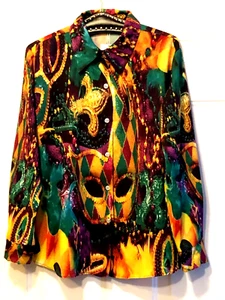 NWT Jammy Job Sz M Women's Blouse Shirt Long Sleeve Multicolor Masquerade - Picture 1 of 12