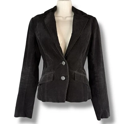 Blazer Y2K H&M Whimsygoth Preppy Pana Negro Abotonado Manga Larga Talla 4 Foto 1 de 4