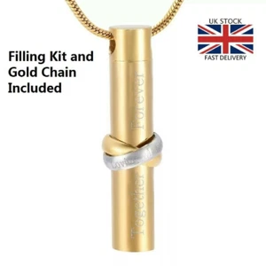 Gold Together Forever Jewellery Cremation Urn Pendant Ashes Necklace Funeral . - Picture 1 of 5