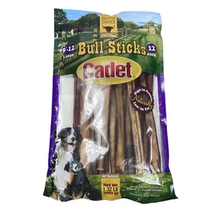 Cadet 9-12" Bull Sticks, 12 Count, Exp 01/31/2026 Dog Treats Snacks Long Lasting - Picture 1 of 12