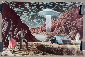 Vintage poster Aliens With Classic 1956 Chevy - Picture 1 of 1