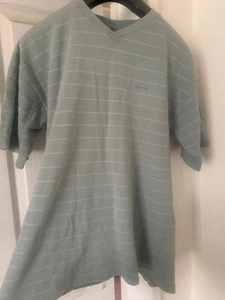 Vintage Head Tennis light Blue Cream V-Neck T-Shirt Men's Used Medium - Picture 1 of 4