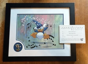 Prendedor de arte enmarcado Filarmágico Mickey Pato Donald 2003 Disney certificado de autenticidad vintage - Imagen 1 de 4