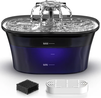 Cat Water Fountain -  Cat Fountain 2.5L/84Oz Automatic Pet Fountain with Stainle - Image 1 of 4