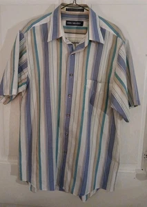 Van Heusen Men's SS Sz M Multicolored Striped Button Up Shirt - Picture 1 of 3