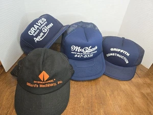 4 Hat Vintage Lot Snapback Truckers Business Advertising Hats - Bild 1 von 13