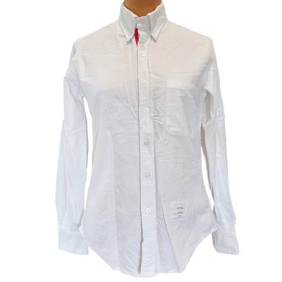 Thom Brown Long Sleeve Striped White Dress Shirt Size Extra Small Made in USA - Image 1 of 4