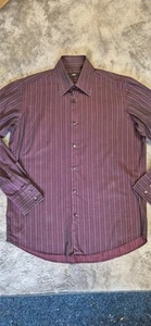 hugo boss mens long sleeve purple pin striped shirt size medium 15.5 inch collar - Picture 1 of 6