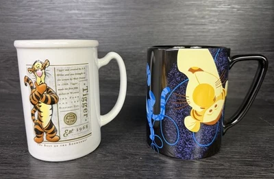 Set of 2 Disney Original Winnie the Pooh - Tigger Mugs Black & Blue + White Mugs - Image 1 of 4