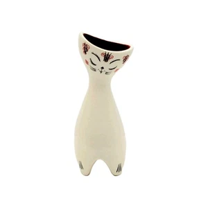 Wade England Clarence Keramik Katze Posey weiße Knospe Vase rot innen 4" hoch LESEN - Bild 1 von 11