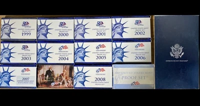 1999-2009-S Run 11 Clad Proof Sets 50 State Quarters, Territories, Collector Box - Image 1 of 4