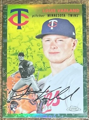 2023 Topps Chrome Platinum Anniversary Louie Varland Green Toile Refractor #/99 - Image 1 of 2