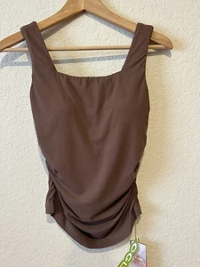 OGL luftiges Brami-Tanktop quadratischer Ausschnitt seitlich gerafft Iced Mokka Komfort Stretch Gr. S neu mit Etikett - Bild 1 von 9