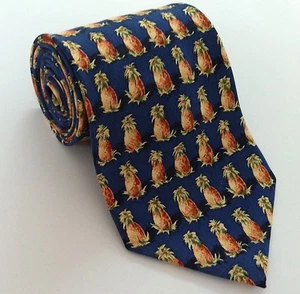Tommy Bahama Silk Pineapples Mens Neck Tie Novelty Blue Tropical Fruit 4 x 60" - Picture 1 of 1