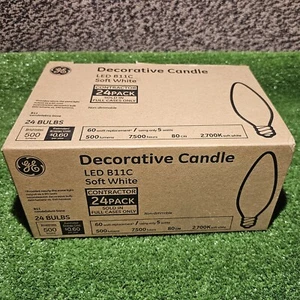 24-Pack GE 60-Watt,only uses 5 Watts B11C/BC10 Soft White Candle Lights Bulb NIB - Picture 1 of 10