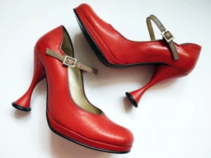 John Fluevog Women's Red Shoes Fluevogs Pumps Vogs Women's High Heels Mary Jane - Picture 1 of 21