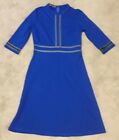 Homeyee Royal Blue Career Dress, Straight, 3 Quarter Sleeve, Zip Up Back. Sz L
