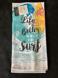 (1) Kitchen Towel Surf Board Beach Flour Sack New With Tags