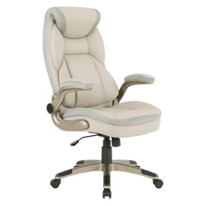 Office Star Office Chair 49.5"H Padded Bonded Leather Adjustable Taupe/Cocoa - Picture 1 of 3