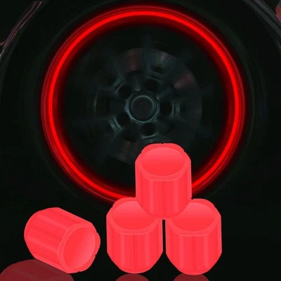 4pcs ABS Tire Valve Luminous Exterior High Quality Ring Inside Tight Leak - Image 1 of 4