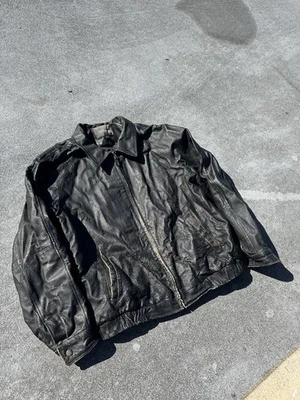 Chaqueta Bomber Croft & Barrow Vintage Años 90 Cuero Negra Talla L Excelente Estado Foto 1 de 4