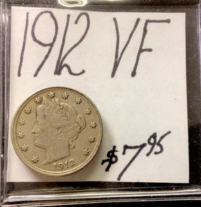 Liberty V Nickel 1912 ¡En estado bastante bueno! Monedas ENN - Imagen 1 de 3