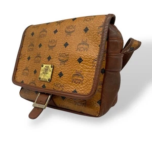 MCM Shoulder Bag, Crossbody, Visetos Pattern, Flap, Leather, Brown, Authentic - Picture 1 of 18