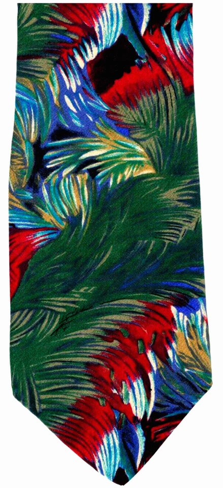 Pinceles Plumas Corbata Verde Rojo Azul Expresión Molecular Stonehenge Seda Foto 1 de 1