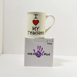 I Love My Teacher Mug Enesco Heart Cup Our Name Is Mud New in Box Laurie Veasey - Picture 1 of 10