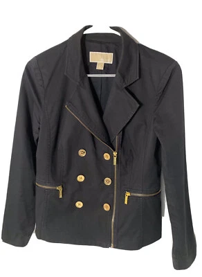 Michael Kors Mujer Negro Mezcla Algodón BLAZER con Cremallera Talla 6 Foto 1 de 4