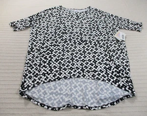 Lularoe Shirt Womens Large Black White Short Sleeve Round Neck Rayon Tee New - Picture 1 of 10