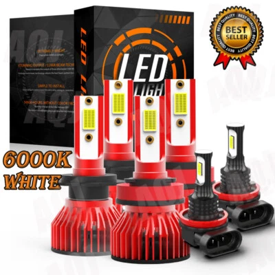 For Land Rover LR2 LR4 2010 2011 2012 2013 2014 2015 LED Headlight Fog Bulbs Kit - Image 1 of 4