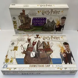 2 Harry Potter 3D Puzzle Sets Durmstrang Ship The Burrow Hagrids Hut Knight Bus - Picture 1 of 12