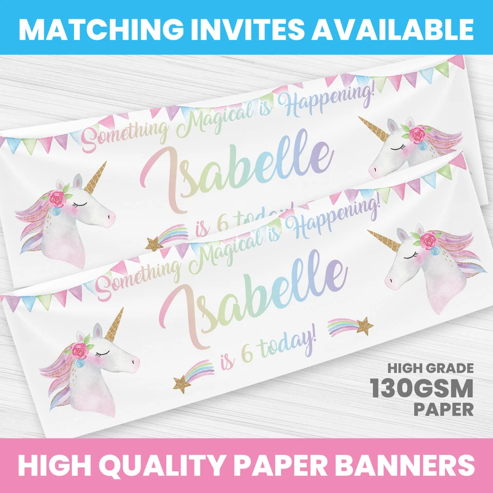 BANNER DE CUMPLEAÑOS UNICORNIO PERSONALIZADO CUALQUIER NOMBRE BANNERS FIESTA NIÑA Foto 1 de 1