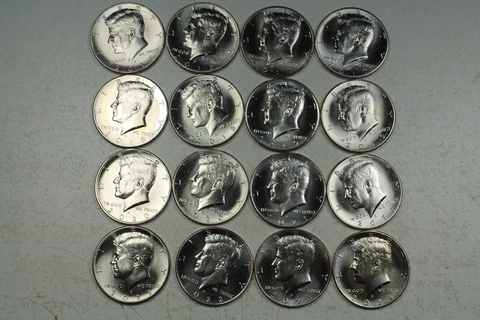 2016 - 2023 P&D Kennedy Half Dollar. Gem Brilliant Uncirculated  Mint Roll Set Cover